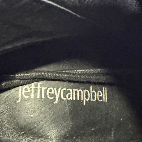 JEFFREY CAMPBELL Black Leather Bootie Lug Sole Chunky Block Heel Womens 6.5 Goth - Picture 9 of 11